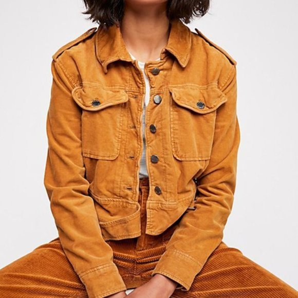 NWT Free People Corduroy Bomber Jacket in Mustard. - Picture 6 of 6